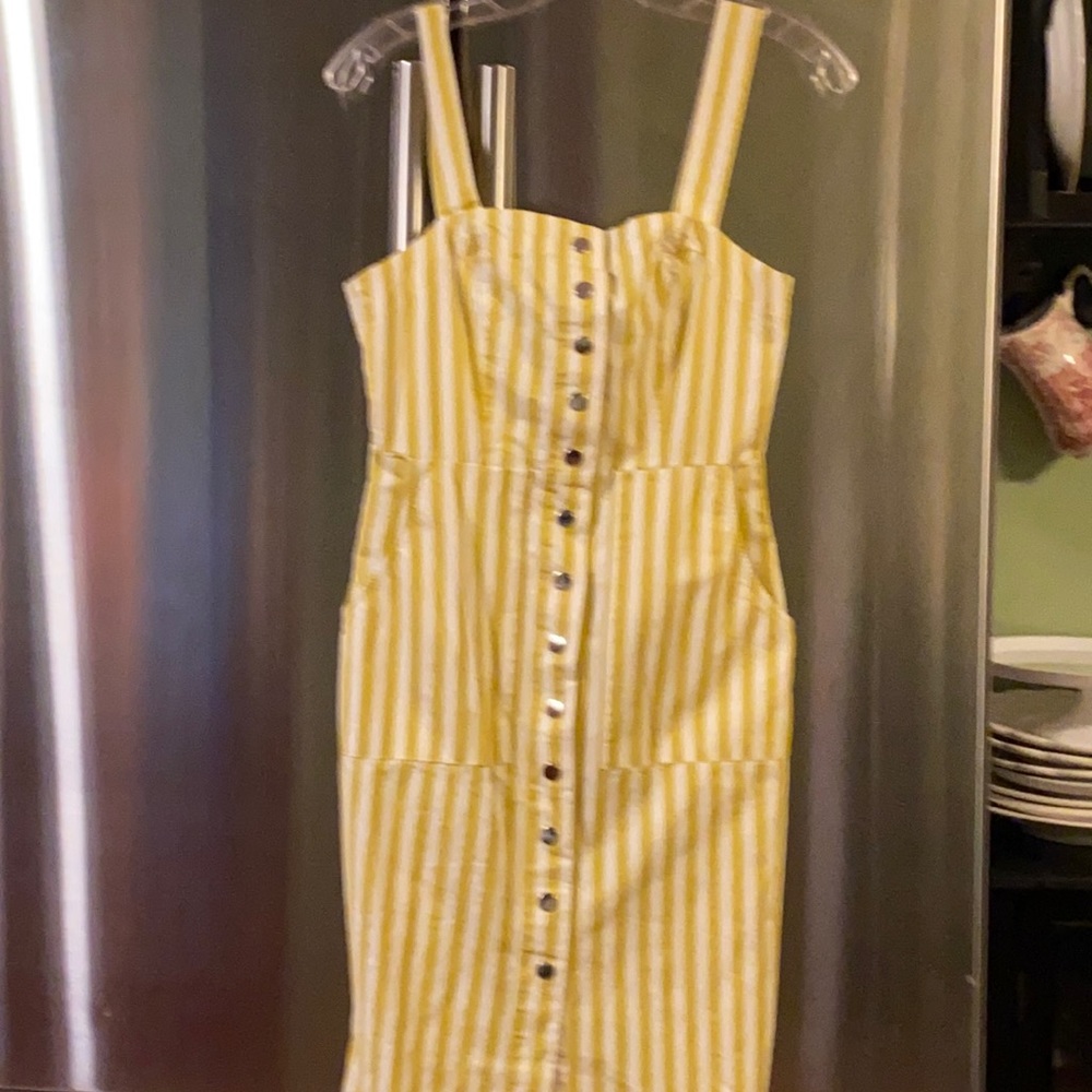 Yellow and white striped dress